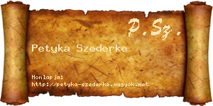 Petyka Szederke névjegykártya